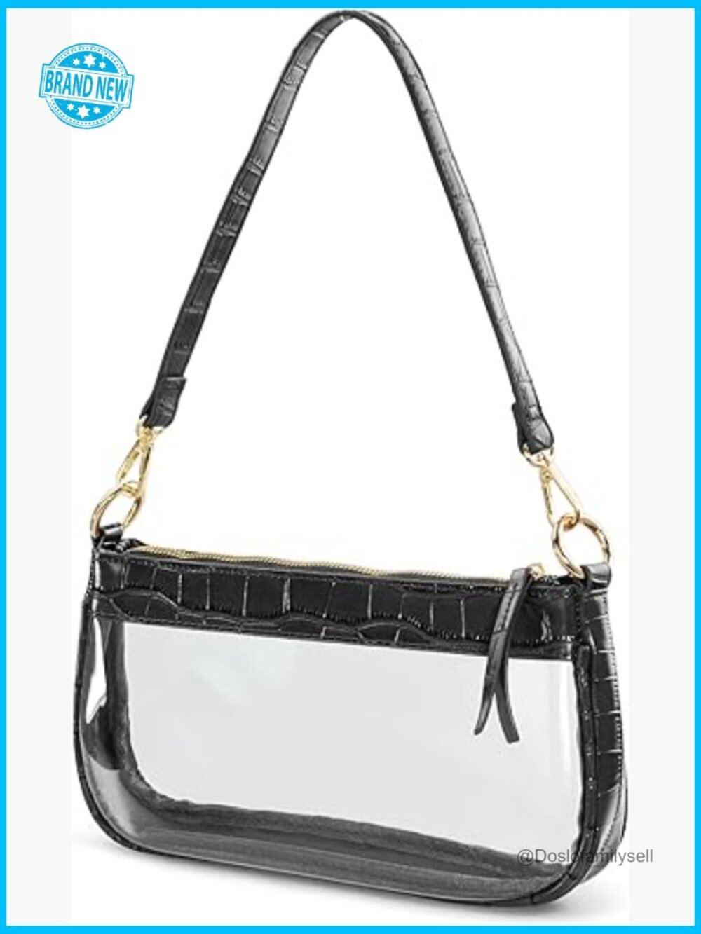 Clear Shoulder Handbag PVC Classic 90s Purse Vegan Crocodile Crossbody Bag